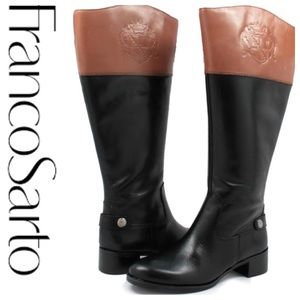 💕SALE💕 Franco Sarto Chipper Black Tan Women's Riding Boots